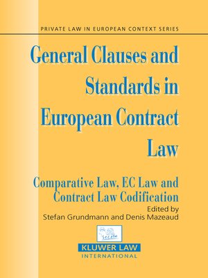 cover image of General Clauses and Standards in European Contract Law